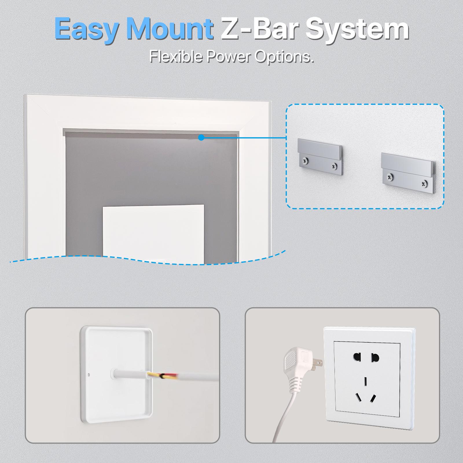 Glitgate LED Bathroom Vanity Mirror with Tempered Glass with Microwave Radar & Smart Touch Sensor, Defogger, Wall-Mounted for Home Decor - Horizontal/Vertical Installation Suitable for Dressers, Bathroom, or Hallways