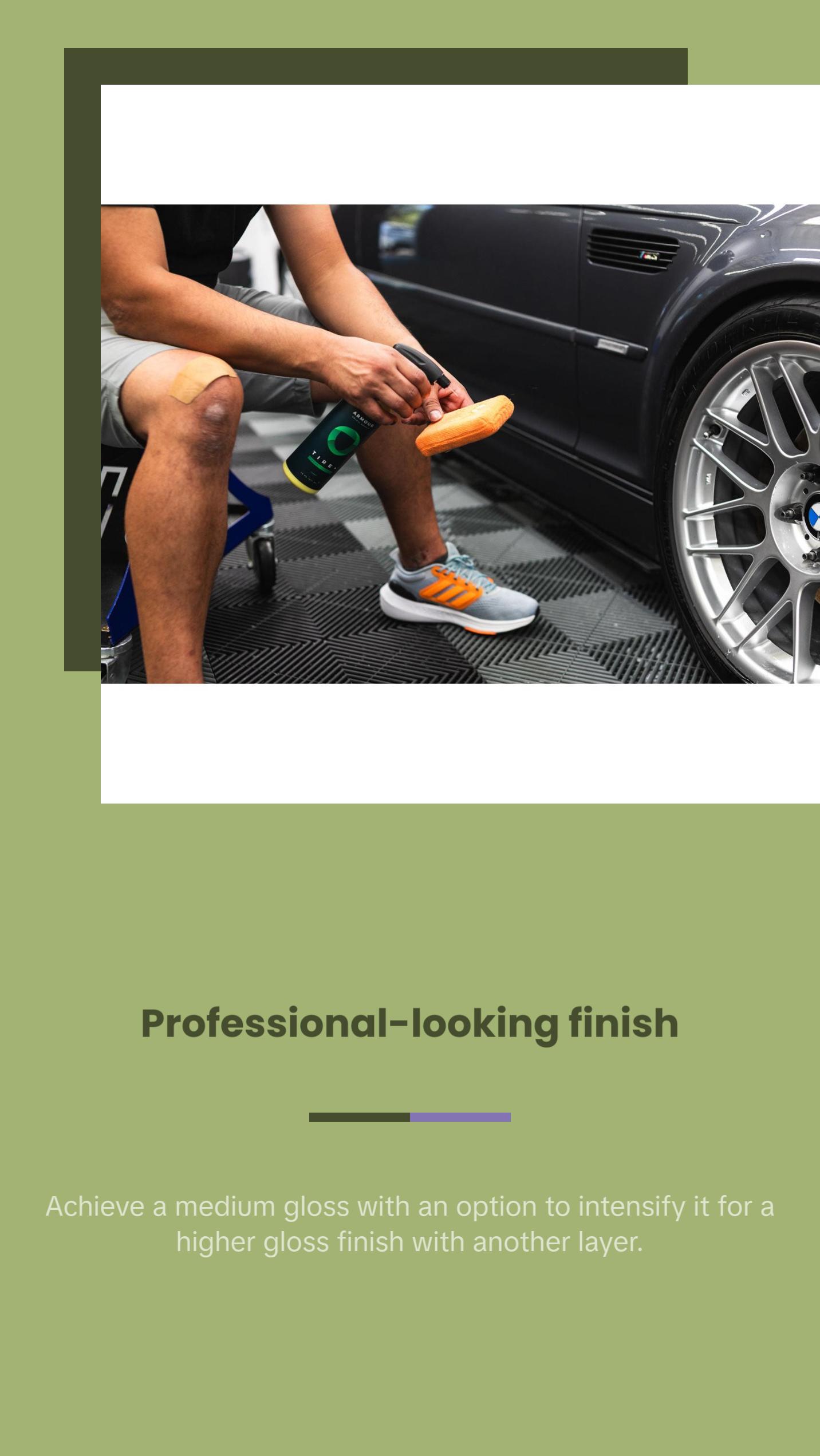 Armour Detail Supply - Tire+ Wet Tire Shine, Water-Based Tire Shine Spray for Lasting Shine, All Tires, Non Greasy, Durable and Hydrophobic