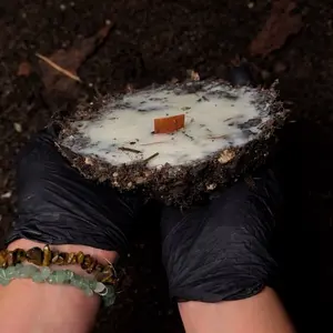 Earthborn Ritual Candle Raw Handcrafted Flame Infused with Soil Nature Herbs | lavender and Intention Free Form Wiccan Spellwork Tool for Meditation and Moon Rituals