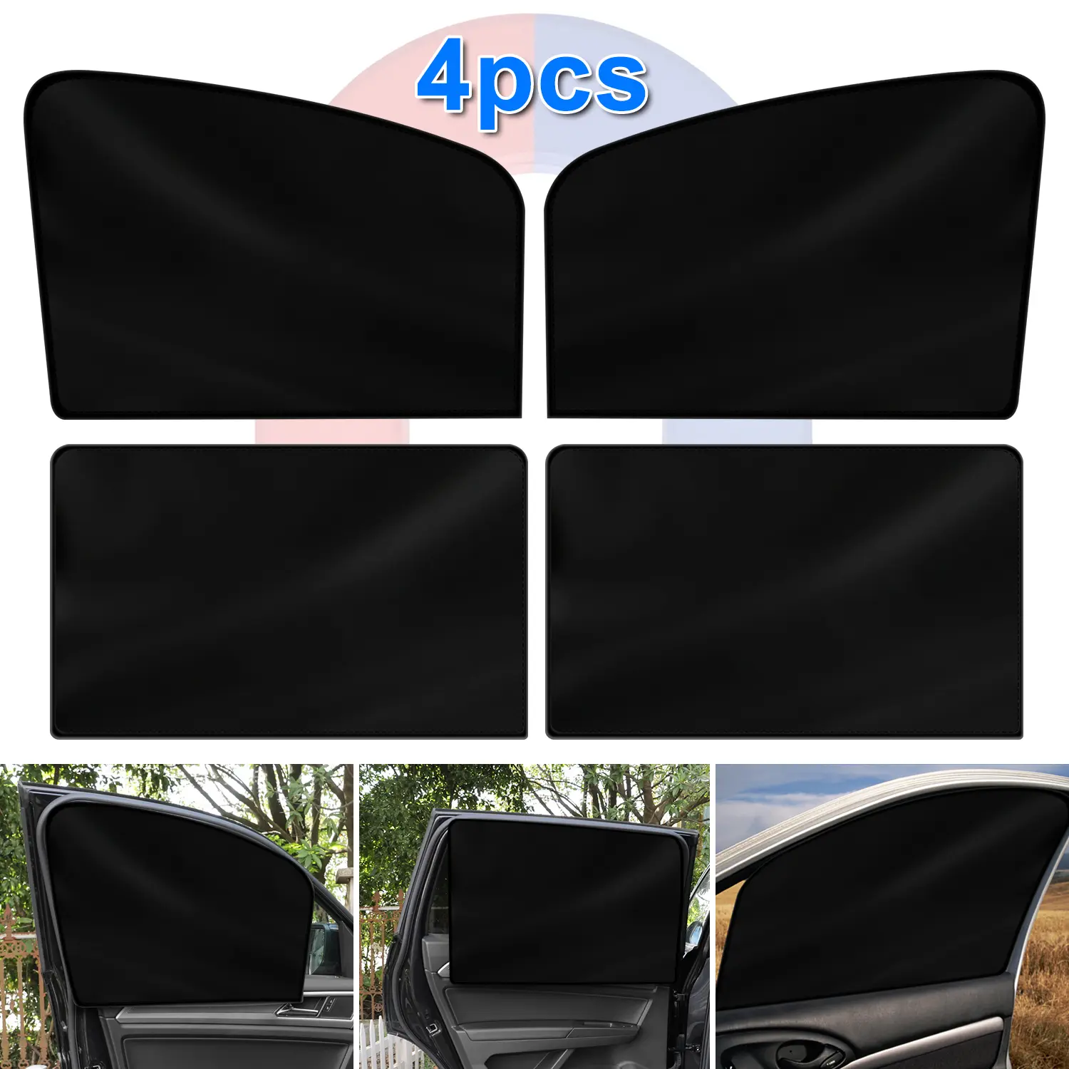 Magnetic Car Window Sun Shades,Full Blackout Design With 10 Magnets,Freely Stretch Fold,Free Window Opening Closing,UV Block Heat Insulation,Privacy Protection Anti Mosquito For Kids Rest
