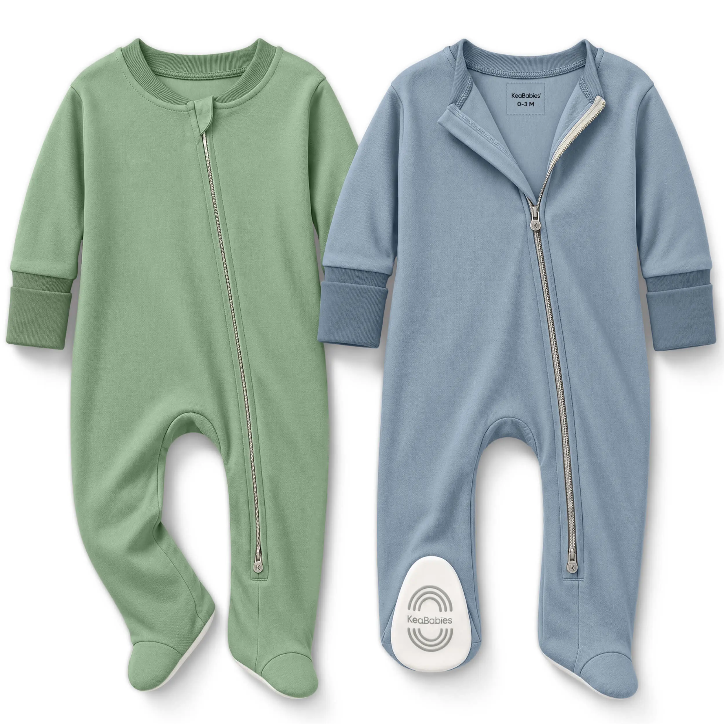 KeaBabies Baby Pajamas Footie – Baby Sleepers 0-9 Months, Organic Cotton Footed Newborn Pajamas with Mitten Cuffs, Double Zipper Jammies, Soft, Breathable, Unisex Sleep and Play PJS