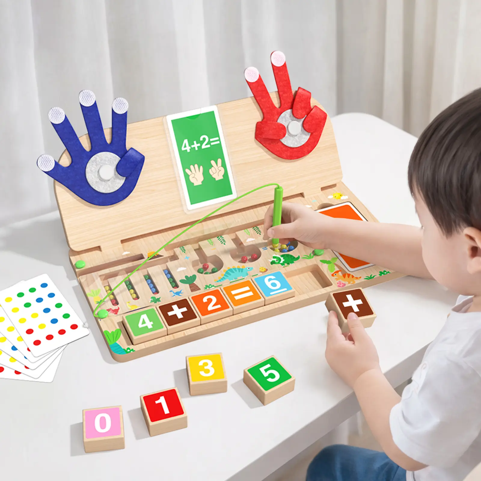 Abacus for Kids Math Number Blocks Toy Abacus Toys 3–4, Wooden Montessori Math Learning with Counting, Educational Gift for Boys & Girls