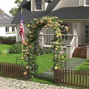 Garden Archway,  Heavy Duty Metal Garden Arbor Archway with Ground Stakes for Climbing Plants Outdoor,  Lawn Backyard Patio Wedding Party Ceremony Decoration, Christmas Decorations Pergola, Black