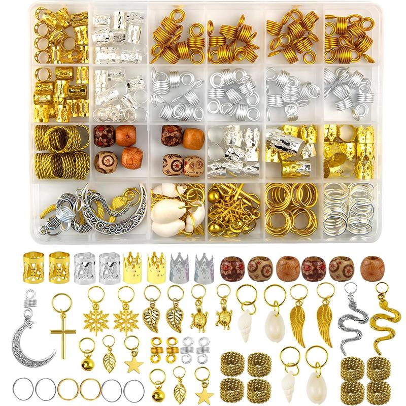 241 PCS Hair Jewelry for Braids, Locs Metal Gold and Silver Clips Shells Imitation Wood Beads, Adjustable Cuffs Braiding Hair Rings Decoration, Dreadlock Beads for Girls Decorative 241 PCS Hair Jewelry for Braids, Locs Metal Gold and Silver Clips Shells Imitation Wood Beads, Adjustable Cuffs Braiding Hair Rings Decoration, Dreadlock Beads for Girls Decorative