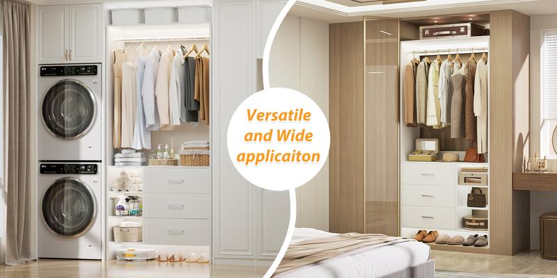30'' W  Freestanding Closet System with 3 Wooden Drawers and Hanging Rod, Sturdy 2.5 FT Walk-in Closet Organizer with Storage Shelves
