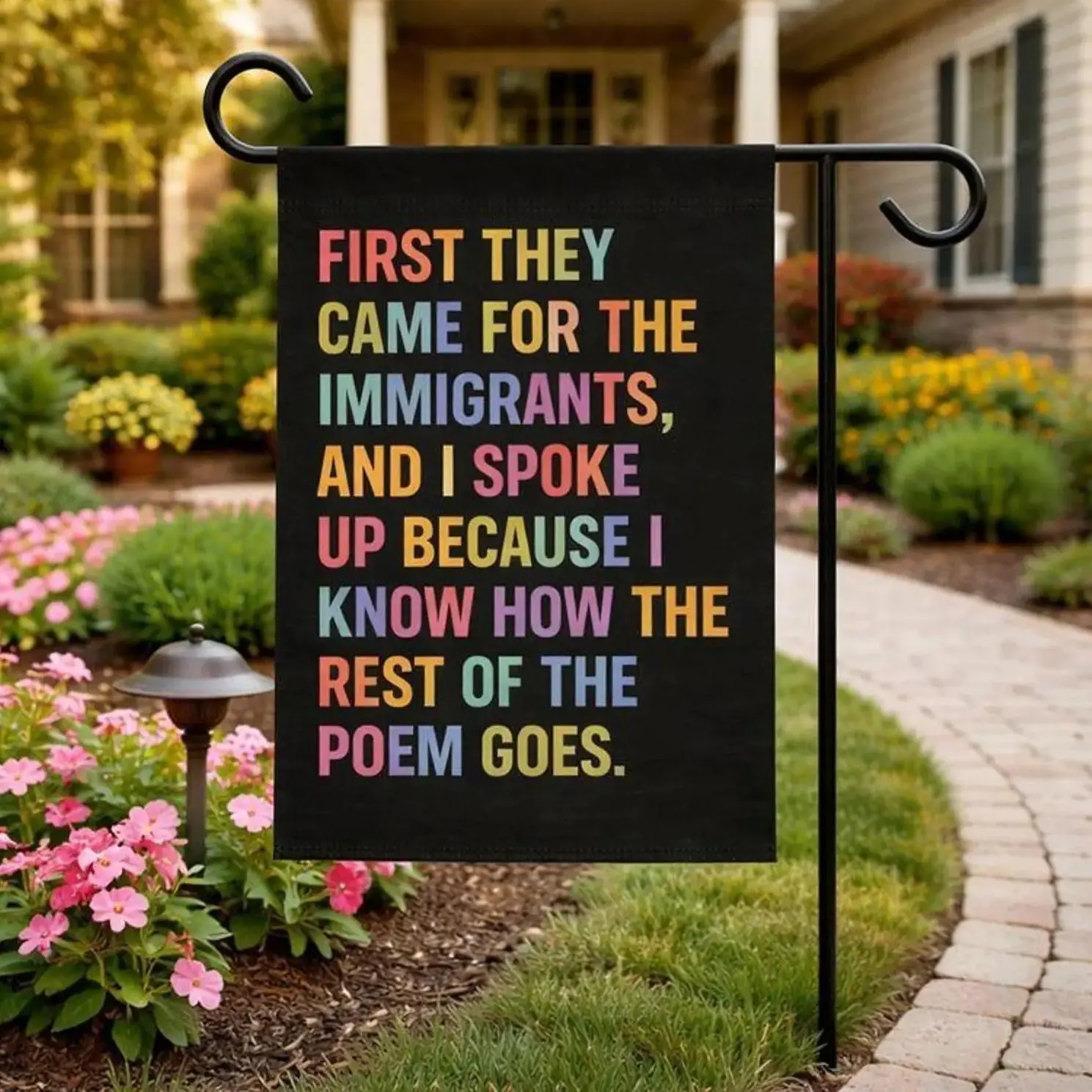First They Came for The Immigrants and I Spoke Up Garden House Flag, Abolish ICE Yard Sign, poem goes flag, Abolish ICE flag