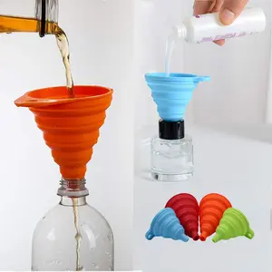 4 Pack Collapsible Silicone Kitchen Funnels Set – Food Grade Foldable Small & Large Funnels for Water Bottles, Liquid Transfer, Oil, Juice & Kitchen Use