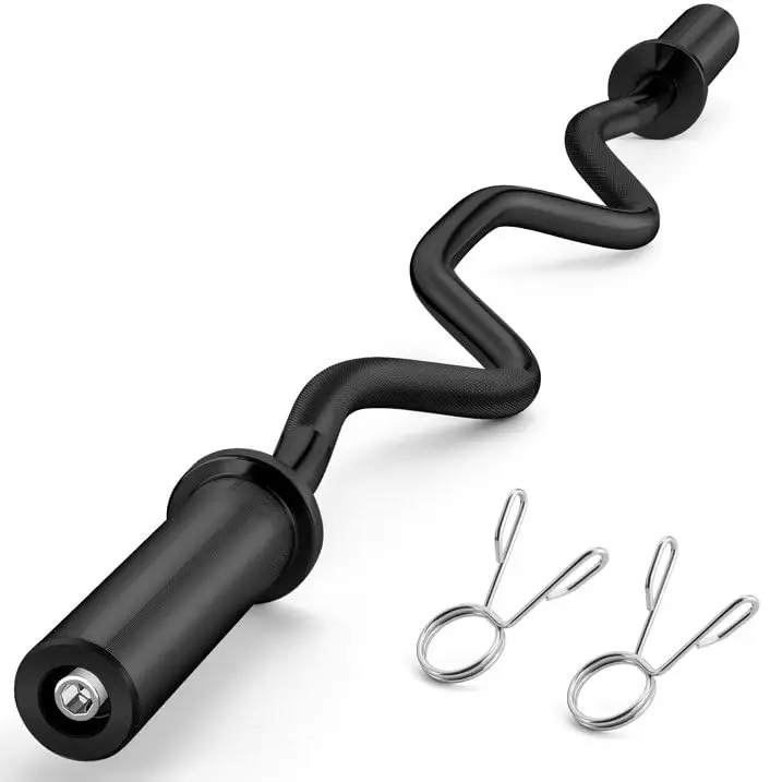 EZ Curl Bar - 47" Olympic Barbell with 380LBS Capacity for Bicep & Tricep Training | Strength Training, Gym, Exercise, Weightlifting Equipment & Resistance Training Gear, Strength Training Equipment, Gym Workout Equipment