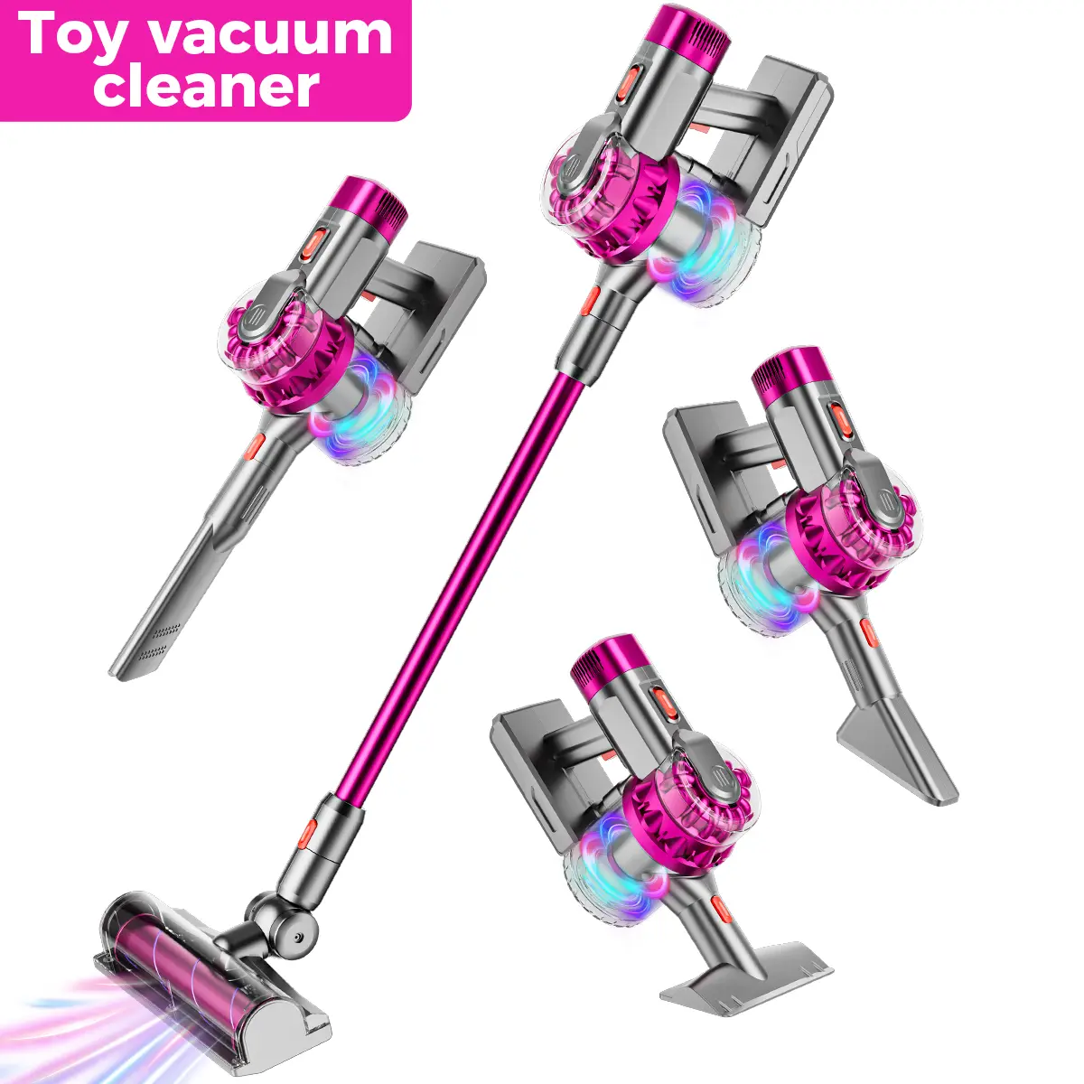 SHNAYLE TOYS 4-in-1 Working Unisex Interactive Toy Cleaner, Kids Toddler Cleaning Playset with Light & Sound, Manual Mode Birthday Christmas Gift for Ages 4+