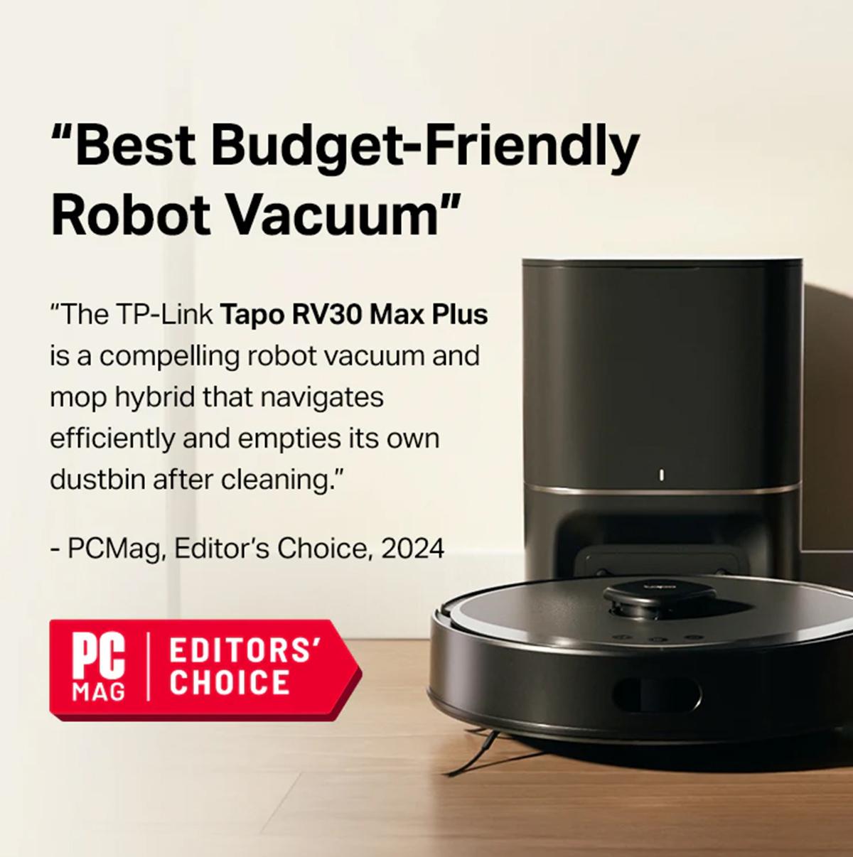 Tapo RV30 MAX Plus: LiDAR Robot Vacuum & Mop with Auto-Empty Dock, 5300Pa,Smart Mapping, Voice Control, 97%+ Dust Pickup, 3L Dust Bag, 2 Months Hands-Free Cleaning