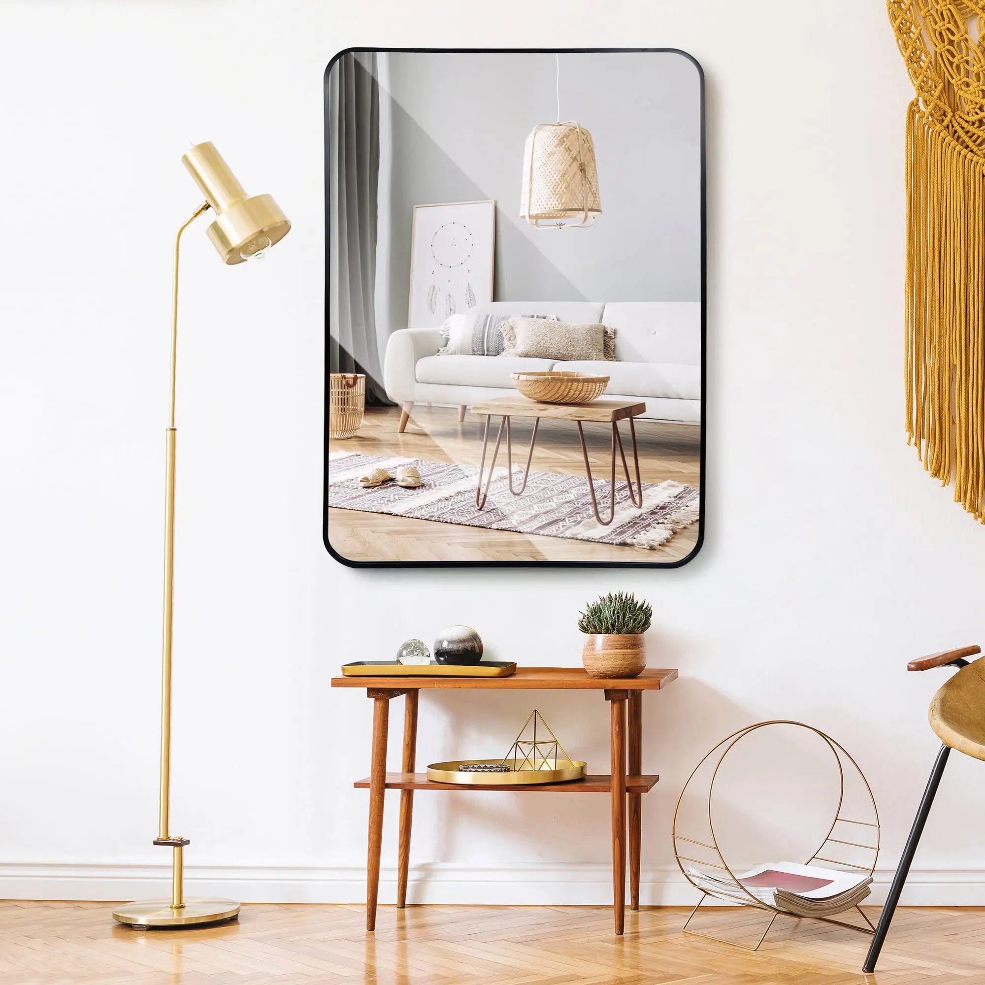 Zeny Classic Rectangle Bathroom Vanity Mirror - Waterproof Glass, Beveled Edges, Black Metal Frame, MDF Backing, Wall-Mount Hanging, Elegant Oversized (24"x36", 30"x22") for Bathroom Vanity, Bedroom, Dining Room Home Decor