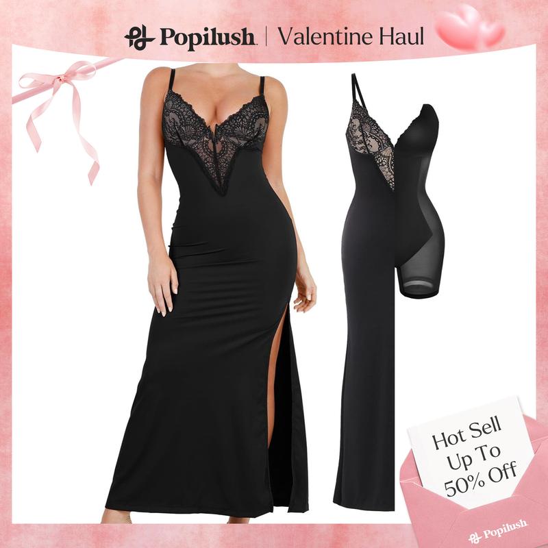【Clearance】Popilush Formal Lace Built-in Shapewear Set Womenswear Sleeveless Deep V-Neck Maxi Dress Birthday Dress or Wide Leg Jumpsuit Tummy Control Cocktail Party 【Clearance】Popilush Formal Lace Built-in Shapewear Set Womenswear Sleeveless Deep V-Neck Maxi Dress Birthday Dress or Wide Leg Jumpsuit Tummy Control Cocktail Party