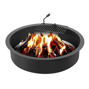 【Summervibes】VEVOR Fire Pit Ring,  , Fire Pit Insert with Barbecue Fire Ring, 40-In Outer/36-In Inner Diameter, 8.5in Height, Carbon Steel Liner DIY Campfire Ring above/In-Ground, for Outdoor Camping, Bonfires