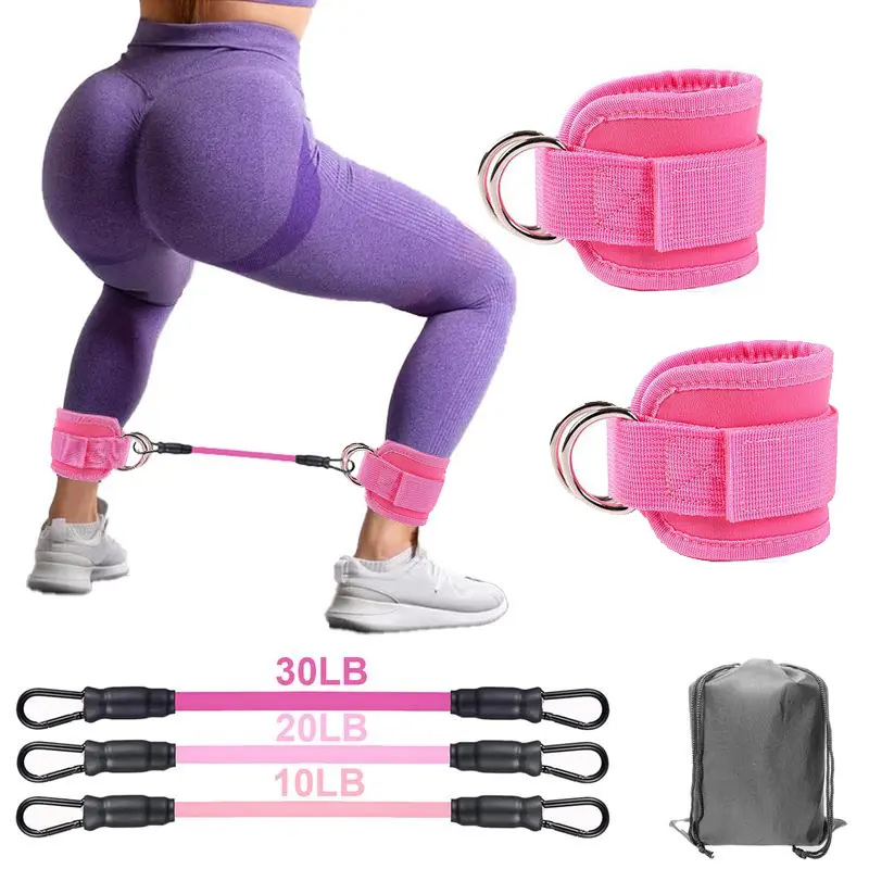 Resistance Bands, 5-Pack Ankle Band Set for Leg and Hip Training –  TPE Material Band for Women Men, with Comfortable Grip, Ideal for Home Workouts, Exercise Equipment,Yoga Gym Fitness, Adjustable