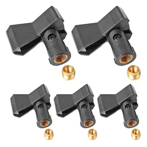 5 Core Microphone Clip Holder 5 Pieces with Screw Adapters 5/8 to 3/8 Inch Metal