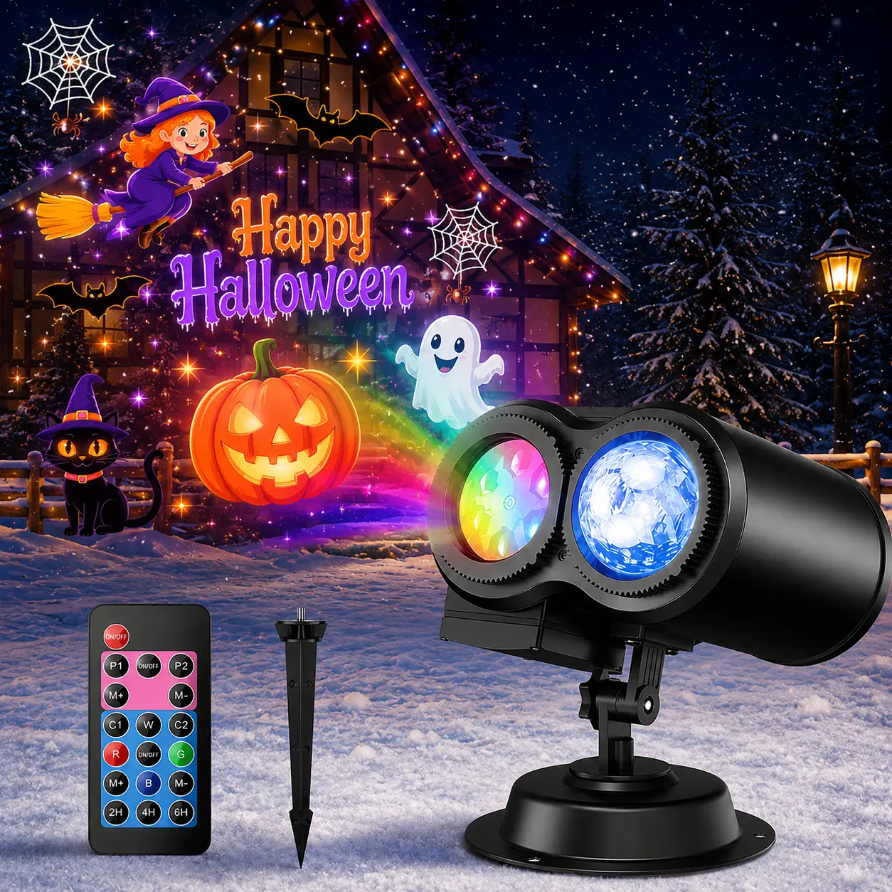 12-in-1 Holiday Projector Light, 3D Water Wave LED Outdoor Projection Light with 12 HD Slides, Waterproof Party Stage Light for Birthday Party, Christmas, Halloween, Thanksgiving, Valentine’s Day & Home Decor