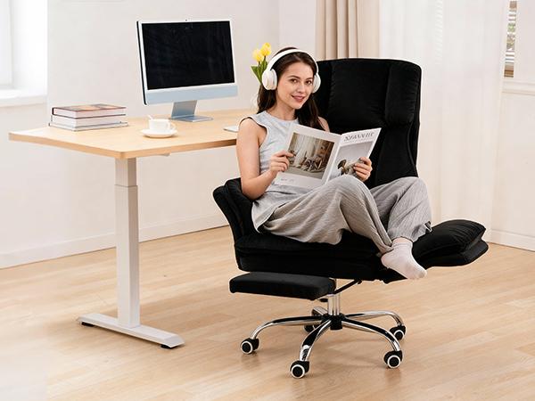 HOMRELEXA Big & Tall Office Chair with Flip Armrests for Pets & Cross Legged Sitting Premium Tech Fabric Wide Seat Reclining Desk Chair Executive Ergonomic Computer Gaming Chair with Foot, Rest premium tech fabric wide seat