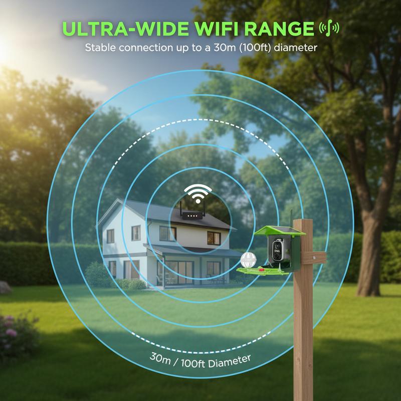 Comhoma Bird Feeder with Camera Solar Powered, AI Identify & Auto Capture with 32GB Card, 2K HD Live Video Smart Bird Feeder Camera Instant Notifications in Backyard, Gift for Bird Lovers