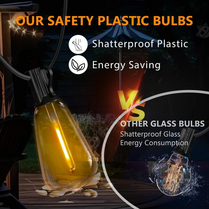 DAYBETTER Solar Outdoor String Lights 50FT/100FT/150FT Dimmable Shatterproof ST38 Bulbs Waterproof 2700k Warm Light for Backyard Patio Garden Deck Party Christmas Decorations(New & Old Styles Mixed Delivery) DAYBETTER Solar Outdoor String Lights 50FT/100FT/150FT Dimmable Shatterproof ST38 Bulbs Waterproof 2700k Warm Light for Backyard Patio Garden Deck Party Christmas Decorations(New & Old Styles Mixed Delivery)