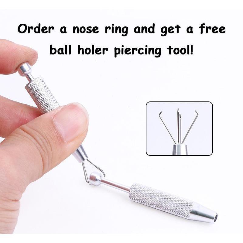 Titanium 20G/18G 7mm Horseshoe Nose Ring More Size (Free Gem Picker Tool) Internally Threaded Gems Lightweight