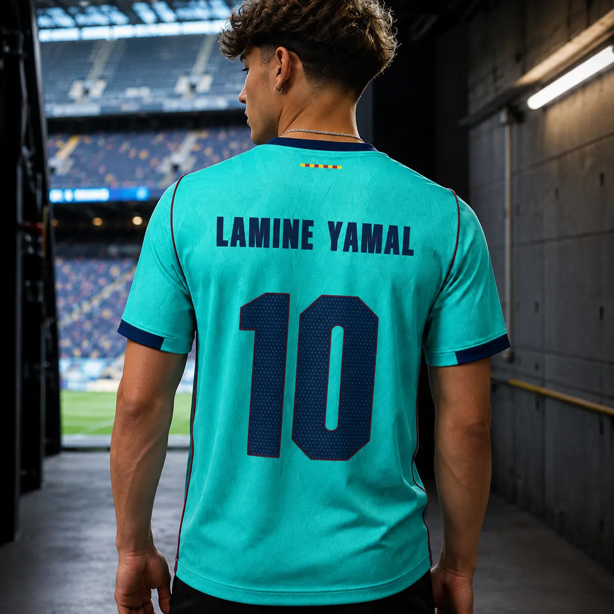 Barca Soccer Jersey 2026/27 Away Jersey, Lamine Yamal #10 Football Fan Jersey Turquoise Soccer Shirt Unisex Game Day Apparel,