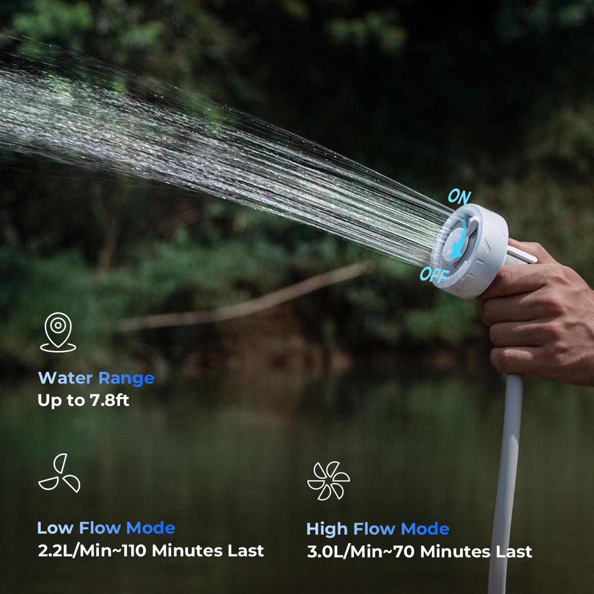 FLEXTAIL MAX SHOWER 11oz Portable Rechargeable Instant Outdoor Camping Shower with USB-C, Shower Pump for Hiking, Car Wash, Pet Cleaning, Beach Vacations Hiking Essentials Travel Accessories