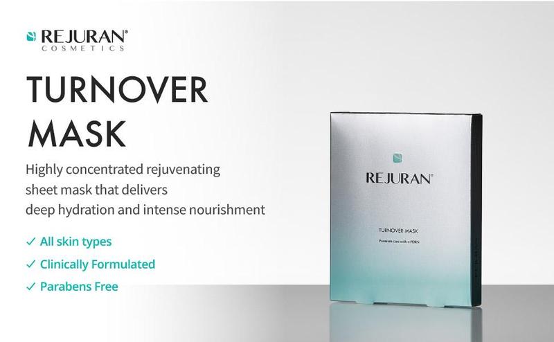 REJURAN Turnover Ampoule 1.01 fl oz & Turnover Mask 5-Pack - c-PDRN - Anti-Aging Face Serum Firmness, Radiance - Skin Repair, Firming Deeply Nourishing Ultra Microfiber Sheet Mask