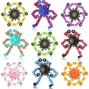 Easter Basket Stuffers Transformable Fidget Spinners,9PCS Funny Sensory Fidget Toys Deformable Chain DIY Robot Spinner,Fingertip Stress Relief Gyro Toy Kids Easter Basket Stuffers Party Favors