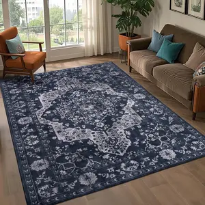 Boho Vintage Washable Area Rugs for Living Room, Soft Large Bedroom Rugs Non Slip, Low Pile Printed Area Carpet for Dining Room Nursery Office  Indoor Decor