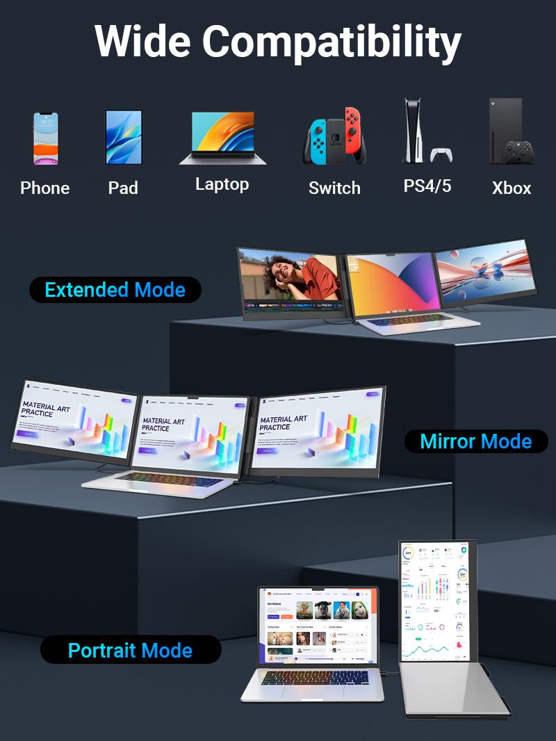 【TikTokShopSpringGlowUp】Cevaton 15.6" Laptop Screen Extender, 1080P FHD Dual Portable Monitor for Laptops, Ultra-Slim Travel Dual Monitor Fit for 13-17.3" Laptops, USB-C Plug&Play Extended Screen Compatible with Win/Mac/Android 【TikTokShopSpringGlowUp】Cevaton 15.6" Laptop Screen Extender, 1080P FHD Dual Portable Monitor for Laptops, Ultra-Slim Travel Dual Monitor Fit for 13-17.3" Laptops, USB-C Plug&Play Extended Screen Compatible with Win/Mac/Android