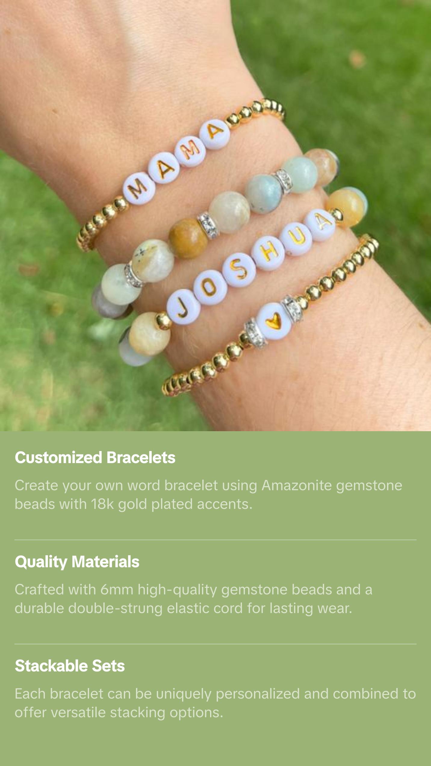 Personalized Beaded Name Bracelet - Gift for Friends, Coworkers, Mom, Aunt - Personalized Word Bracelet