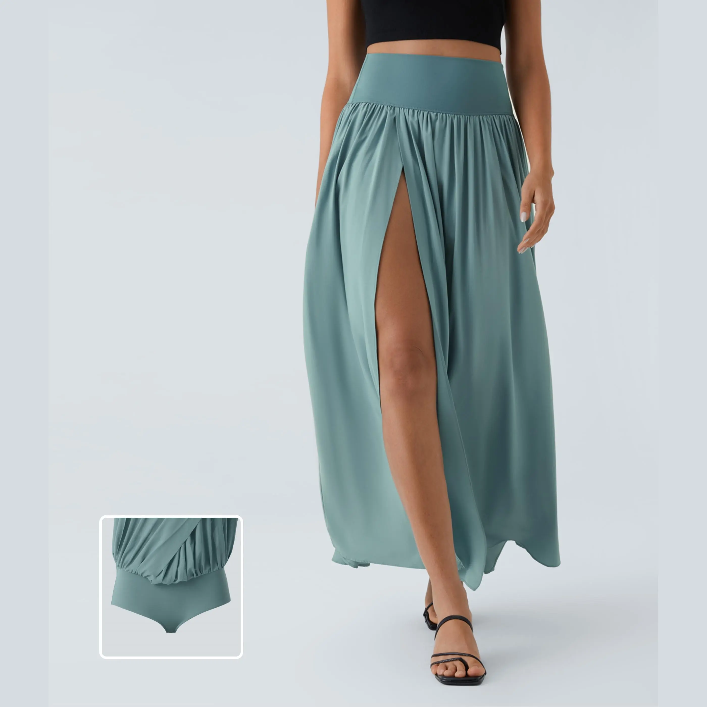 Halara Breezeful High Waisted Split 2-in-1 Flowy Quick Dry Maxi Casual Skirt #summervibes