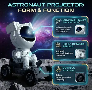 Starlight Companion Galaxy Projector Night Light – Astronaut Star Lamp with 8 Nebula Effects, 360° Rotating Head, Remote Control, Timer, Bedroom Ambience Light for Kids, Teens, Home & Gift High-Resolution Portable