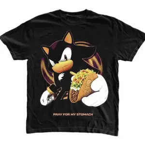 Taco Pray For My Stomach T-Shirt, Shadow the Hedgehog Shirt, SN Shirt, Unisex Graphic Tees Gothic Grunge Y2k Emo Scene Amity Affliction Style Clothes, Unisex Cotton Crewneck T-Shirt Menswear Womenswear Streetwear Top