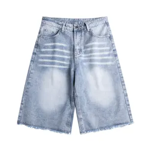 JUNBAOSS Men's Baggy Jean Shorts Y2K Casual Vintage Wide Leg Skater Denim Shorts Fashion Comfy Loose Fit Long Streetwear Hip Hop Summer Jorts Denim Shorts Below Knee