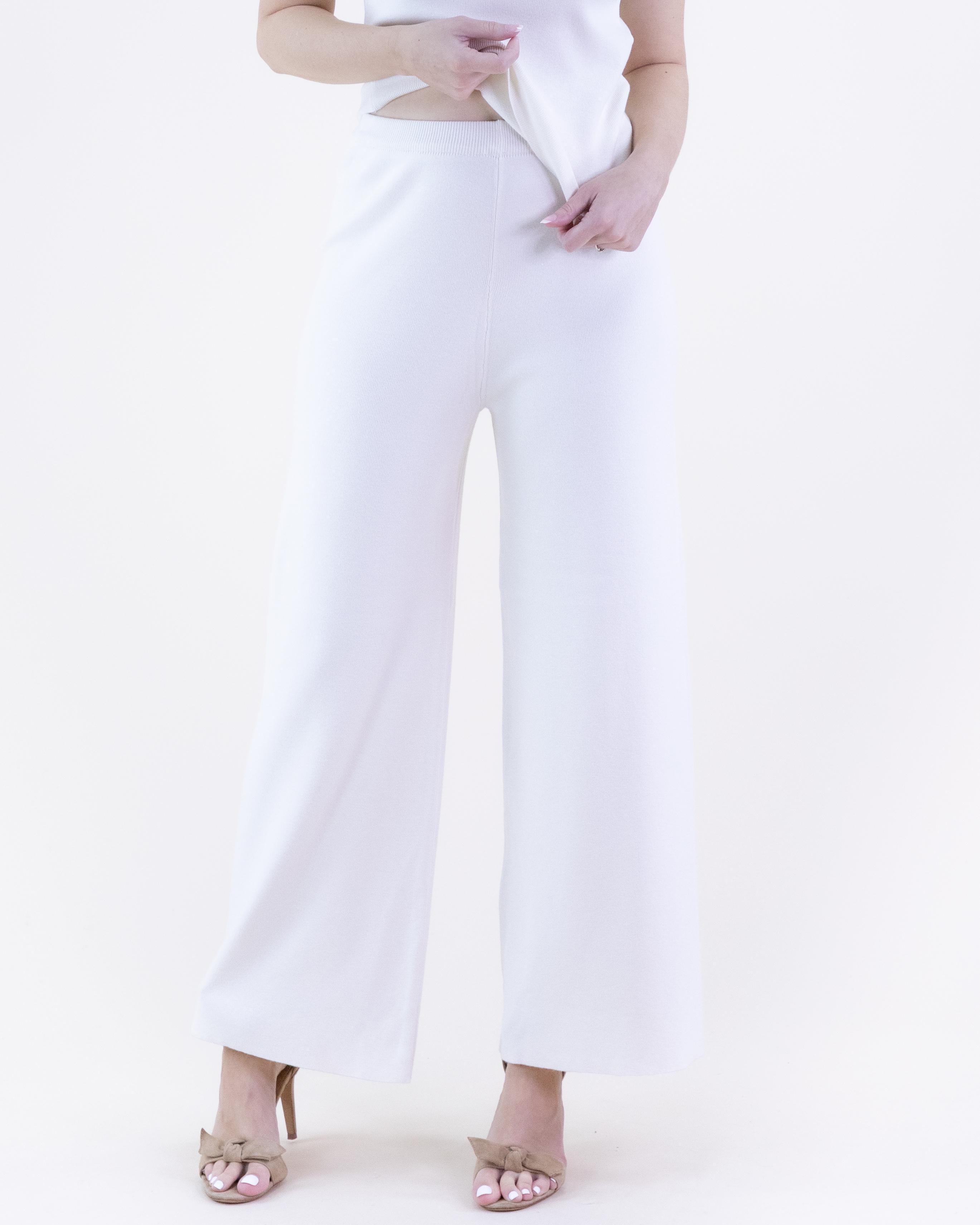 Sleeveless Turtleneck Knit Top Wide-Leg Pants & Open-Front Cardigan Set for Women Minimalist Basic Winter Clothes Soft Cozy Knit Fabric High-Neck Top Full-Length Pants Knee-Length Cardigan