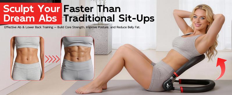 HOPHORSE Ab Machine, Core & Sit Up Exercise Equipment for Home Gym, Ab Workout Equipment for Stomach Workout, Resistance Bands, 4 Resistance Levels, Adjustable, Automatic Rebound, Ab Trainer Machine