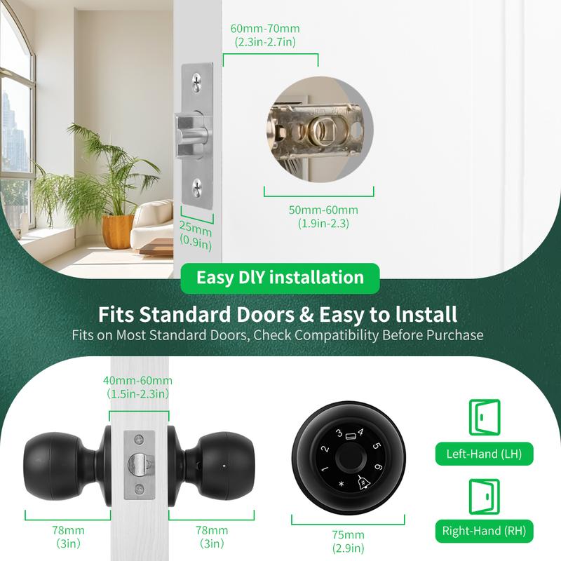 Smart 5-in-1 Fingerprint Door Lock with One-Touch Activation Five Unlocking Technologies Fingerprint Numeric IC Card Key Mobile Unlock