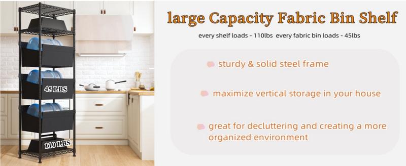 【Closet Storage Organizer】Raybee 6 Tier Corner Shelf with Basket,72'' Tall Storage Shelves Organizer Units, Adjustable Metal industrial Bookshelf for Wall Corner,Living room,Kitchen,Home Office