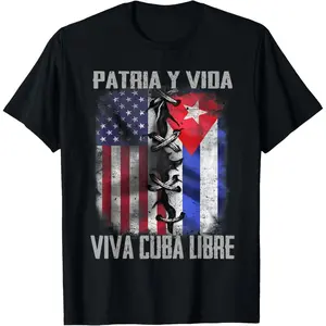 Unisex Patria y Vida, Viva Cuba Libre, Mens Vintage Cuban T-Shirt