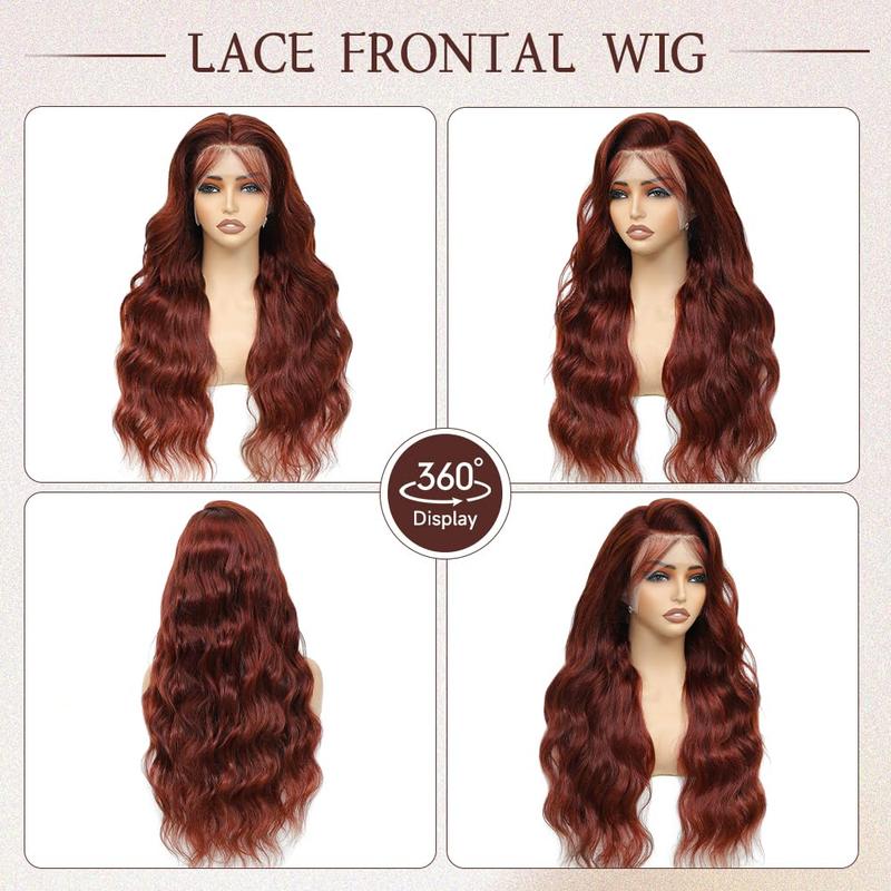 Dark Reddish Brown Wigs  Lace Front Wigs Human Hair 13X4 HD Lace Front Wigs Human Hair 200 Density Body Wave Frontal Wigs Human Hair with Baby Hair Glueless Wig Auburn Colored Wigs 33#