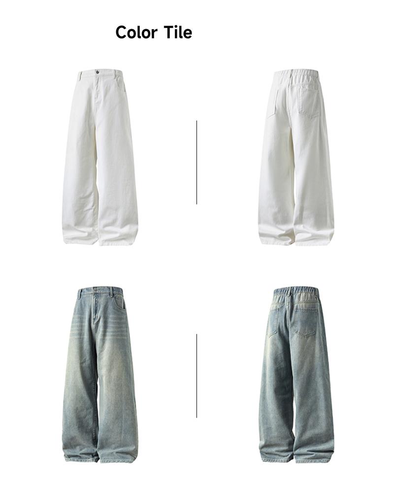 Men's Vintage Oversized Jeans for Fall, Washed Distressed Trendy Brand Loose Straight Leg Pants, Unisex Street Style Minimalist Versatile Fashion Floor-Length Jeans, Men's Denim Pants, Youthful Popular Student Pants, Soft Comfortable Fabric, Suitable for