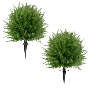 Artificial Topiary Bushes for Outdoors with Spike, Boxwood Ball Fake Shrubs UV Resistant Faux Plants for Indoor Outdoor Fall Thanksgiving Halloween Decor (Upgraded Artificial Topiary)