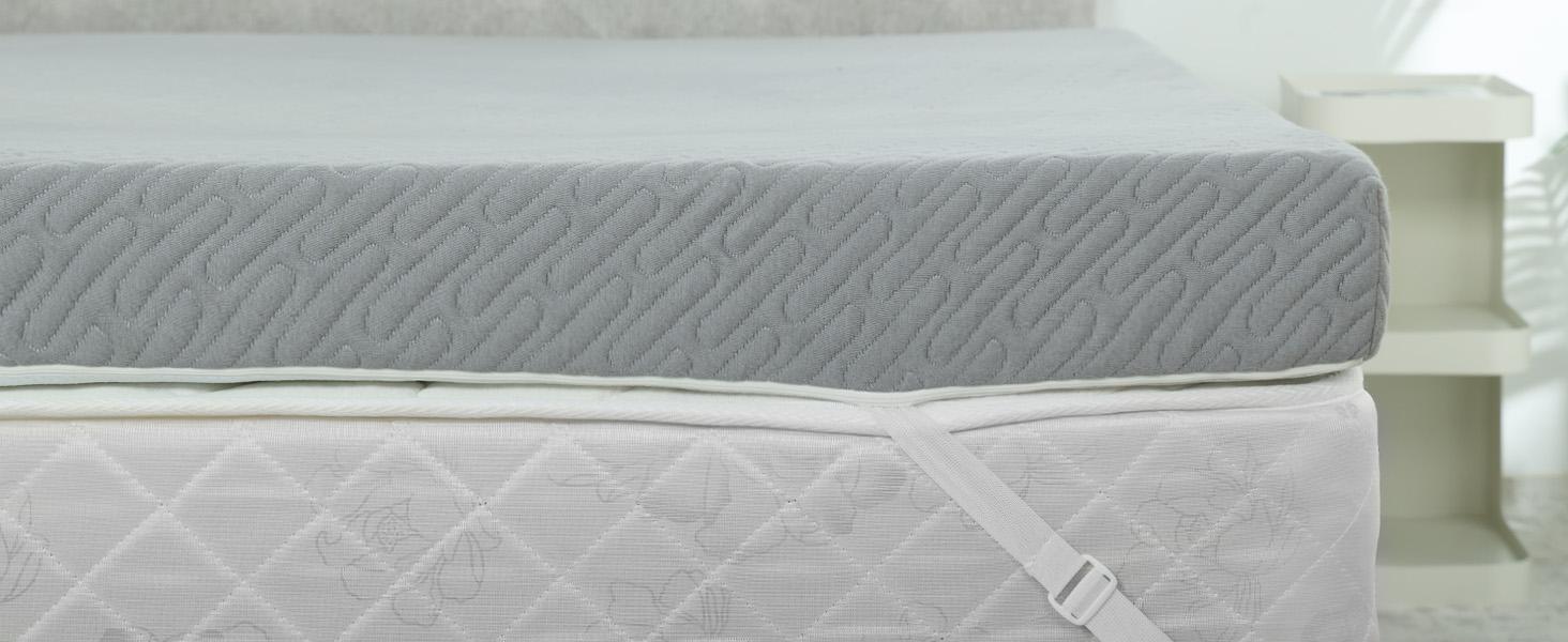 3-Inch Extra Thick Cooling Mattress Toppers Queen Size,Gel Memory Foam Pad,Gray Mattress Toppers(with Removable & Washable Bamboo Cover)