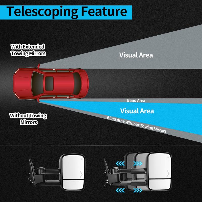 YITAMOTOR Pair Power Heated Tow Mirror for 2003-2006 GMC Sierra Silverado 1500 2500HD 3500 - Heated for Improved Visibility & Easy Installation - Car Accessories