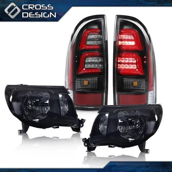 CROSSDESIGN Smoke/Black Aftermarket Headlights Assemblies & Components, 3D Lights Tubes Bar Tail Light Assembly for 05-11 Toyota Tacoma - 4157a Turnready LED Truck Mods, Car Exterior Upgrade, Led Taillight Lighting Assemblies & Components