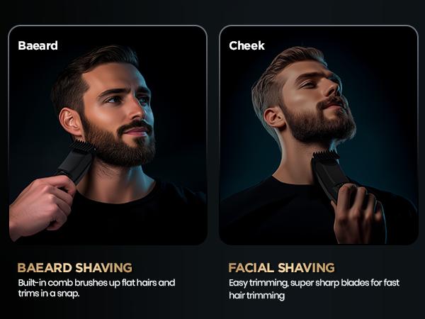 OLOV-X The Beard Hedger Premium Men's Beard Trimmer,20-Long Adjustable Blade Wheel, Stainless Steel T-Blades for Precise Trimming of Facial Hair, Cordless Waterproof Wet/Dry Hair Clipper