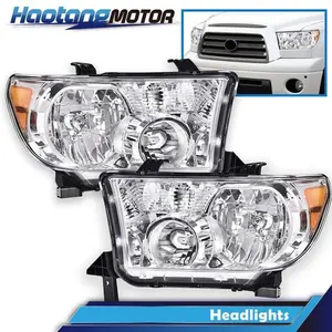 CROSSDESIGN Fit For 2007-2013 Toyota Tundra 08-17 Sequoia Amber Corner Chrome Headlights
