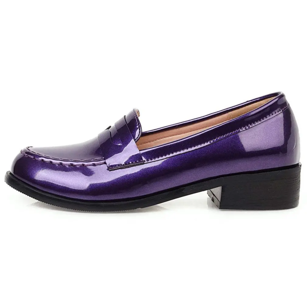 Women's Chunky Heel Platform Mary JanesCoquette Aesthetic Round Toe Pumps in PatentLeather for Casual Wear Solid color Simply wear Oxford shoes  Loafers Footwear Girl