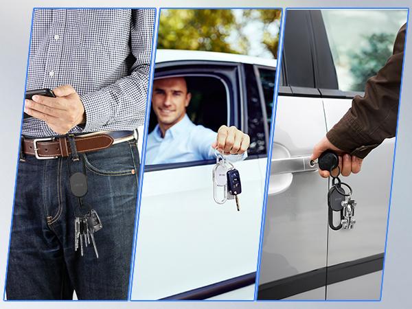 Keychain with Apple Find My(IOS Only), Key Finder Built-in Anti-Loss Tracker, Heavy Duty Key Holder, Premium Stainless Steel Keychain Carabiner Car Key Chains with GPS Global Locator Tracking Waterproof